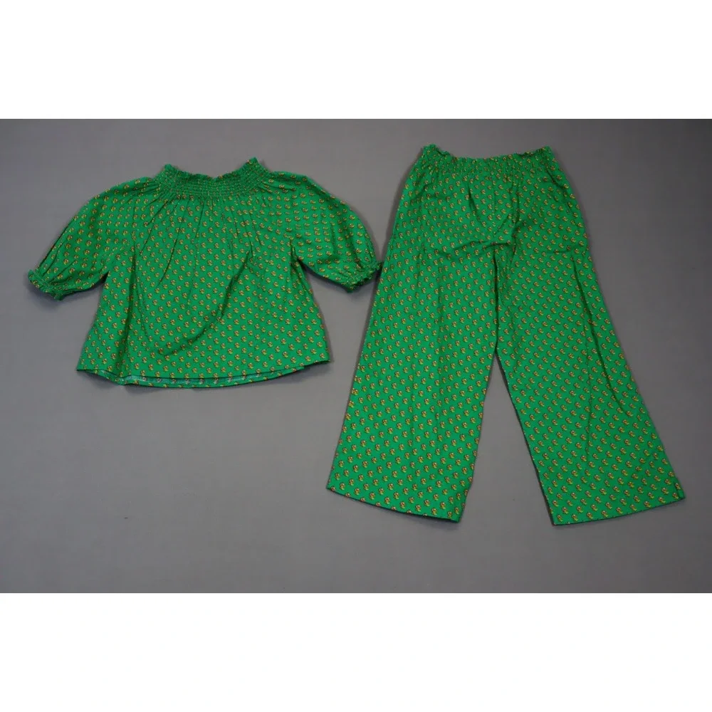 Polo Ralph Lauren Girl's Floral‎ Smocked Cotton Top and Pant Set Size 8